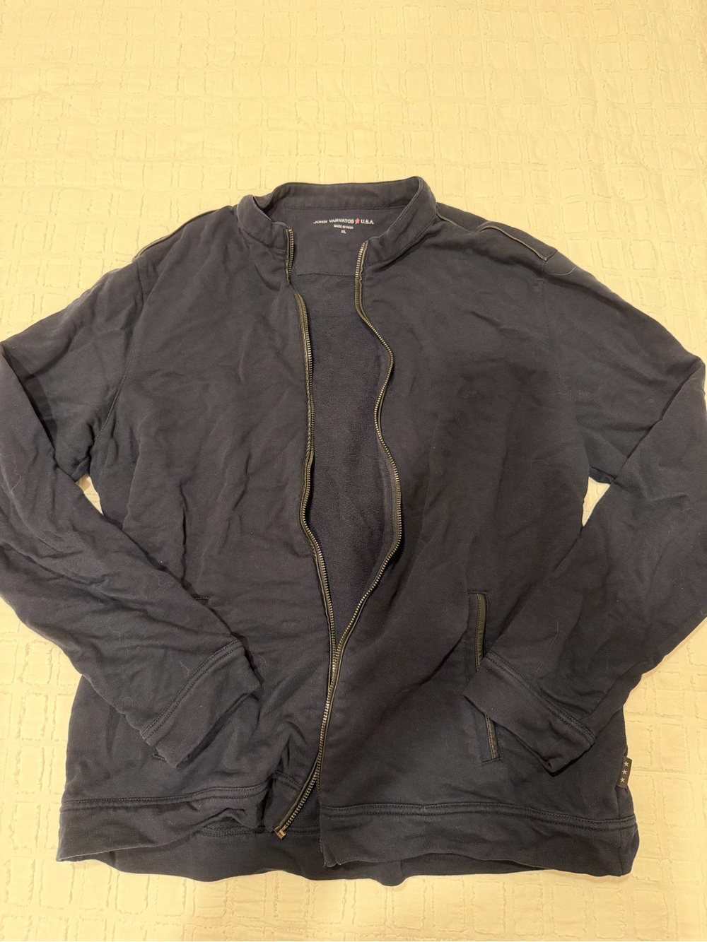 John Varvatos Navy Full-Zip Sweater Jacket